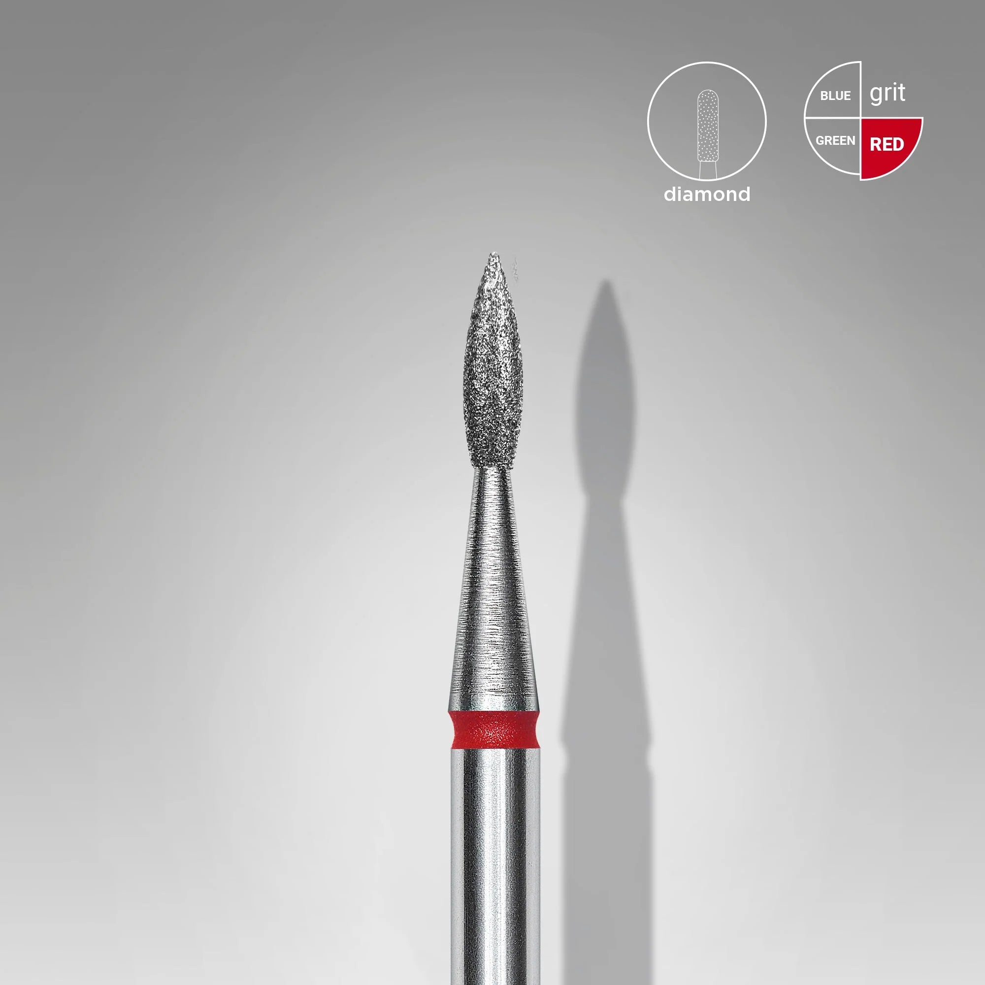 Diamond nail drill bit pointed flame red EXPERT head diameter 1,8 mm / working part 8 mm image 0